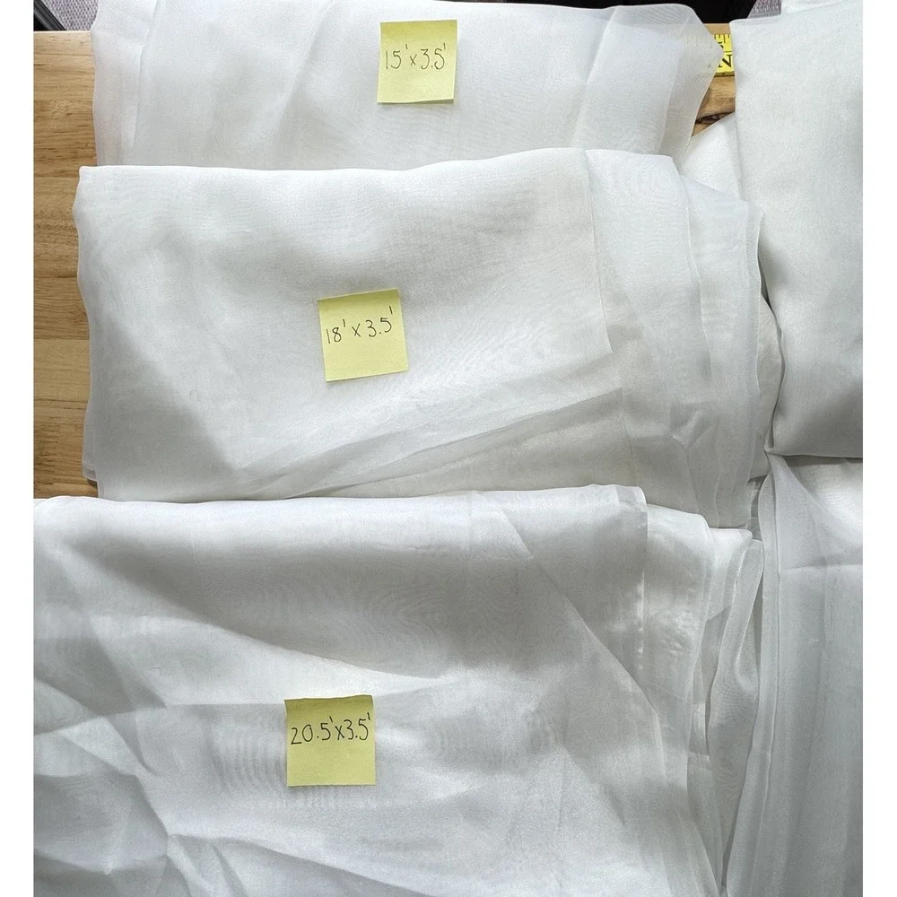Lot‎ 7 VTG White Sheer Organza Fabric Cuts – 59yd Total 3.5ft Wide Bridal Decor